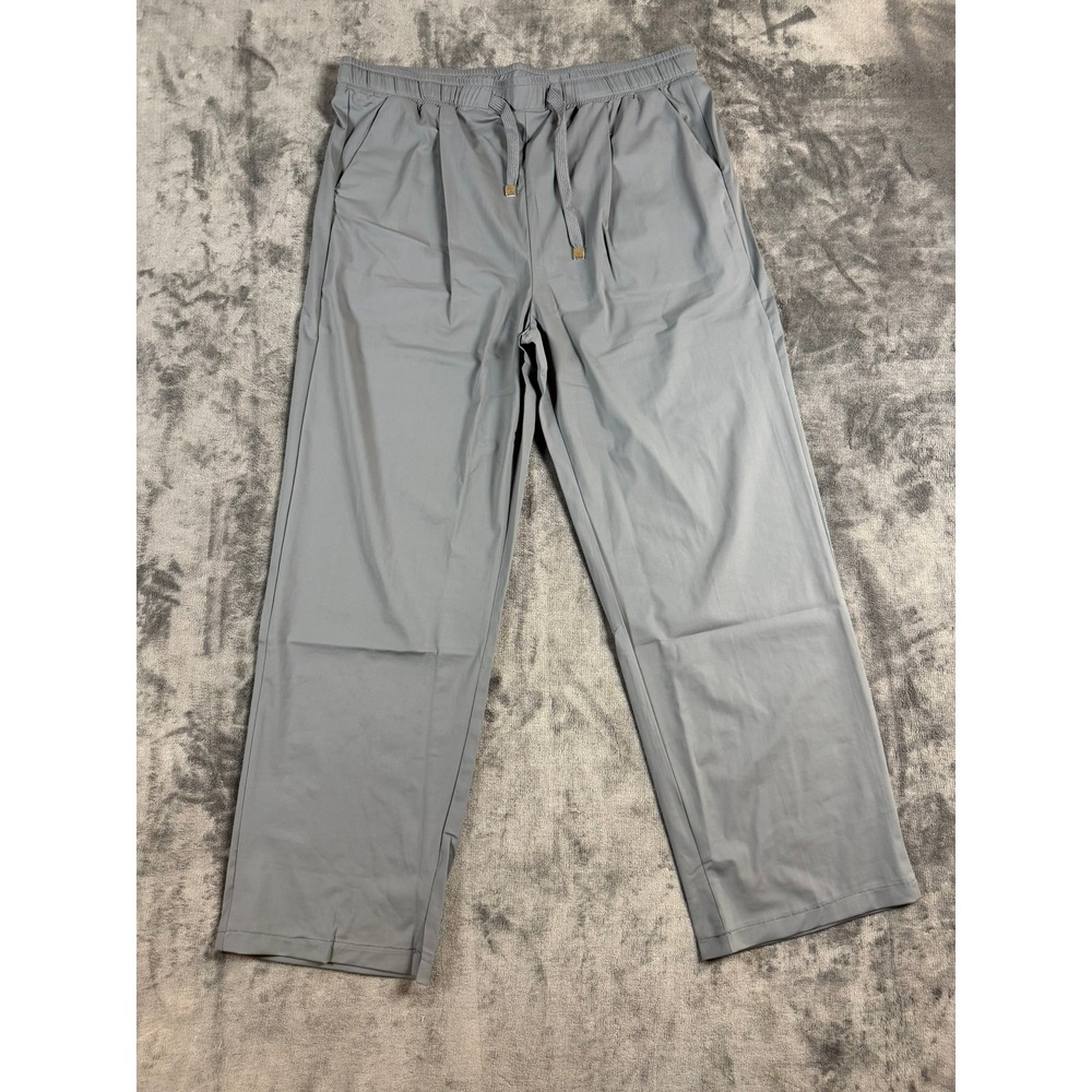 Womens Grey Elastic Waist Drawstring Performance Pants XL Lightweight Stretch